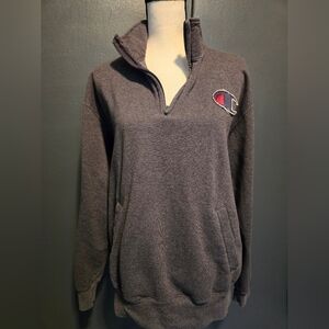 Champion Men's Dark Gray Half Zip Pullover Sz L. Guc.